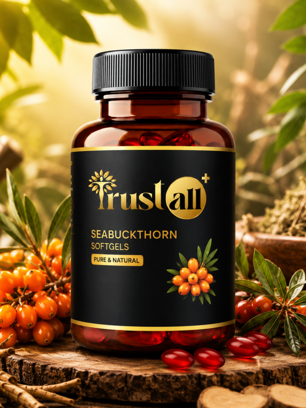 Trustall+ Seabuckthorn Softgels | Pure & Natural Omega 3, 6, 7 & 9 Supplement | Immunity, Skin & Wellness Support